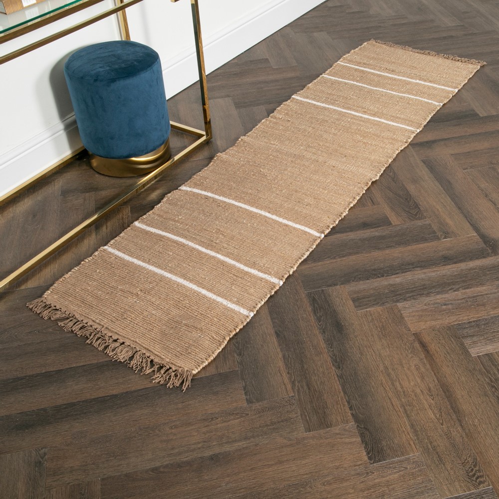 Aruba Stripe Jute Runner Rug in Natural